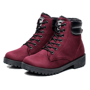 La mode des femmes d'hiver garder au chaud dentelle de coton en peluche jusqu'à bottes de neige courtes