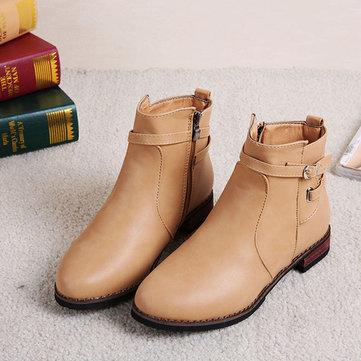 Nouvelles femmes mode plushboots confortables glissent sur PU bottes courtes occasionnels