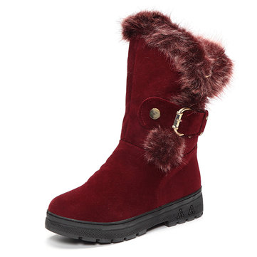 Bottes hiver hiver femmes Bottes courtes à la cheville Bottes enneigées en fourrure artificielle