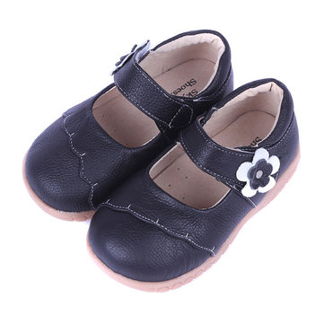 Filles couleur pure fleur crochet boucle souple chaussures habillées enfants casual appartements