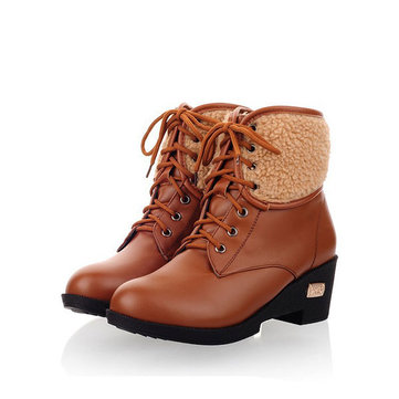 Nous taille bottes courtes 5-12 femmes d'hiver occasionnels lacer mode en plein air chaussures à talons hauts