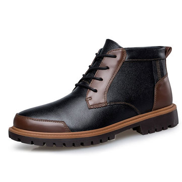 Taille us 6-10.5 hommes hiver haute causalité top garder des bottes de coton en peluche chaussures en cuir chaud