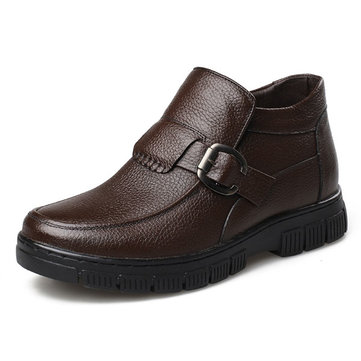 Nouvelle haute hiver hommes Casual Top garder au chaud cuir de coton en peluche confortables chaussures de bottes