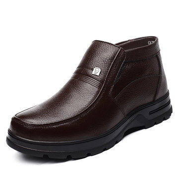 Les hommes de bottes d'hiver bottes chaudes couture main en coton anti-dérapant chaussures fond mou