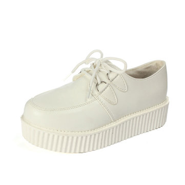 Femmes dames dentelle casual chaussures en haut plateforme goth plat punk creeper 