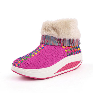 Doublure faux fourrure kitting plate-forme pliée bascule chaussures cheville