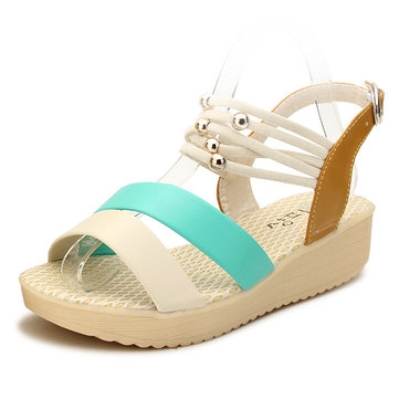 Les femmes d'été plage peep toe coin sandales plateforme sangle respirante sandales