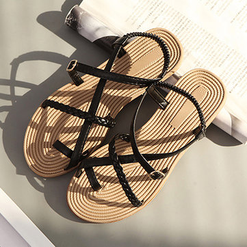 Lacer boucle peep toe Sandales compensées élastiques mous semelle des sandales de plage