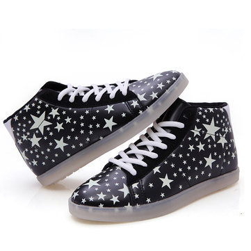 Nuit unisexe lumière up baskets hip-hop dancer high-top lacent casual chaussures lumineuses