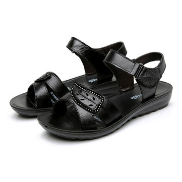 Taille us 5-10 femmes d'été occasionnels appartements en cuir plage doux peep toe plate-forme de boucle sandales