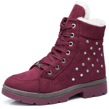 Les femmes d'hiver occasionnel garder bottes chaudes coton chaud bout rond lacent des bottes de neige