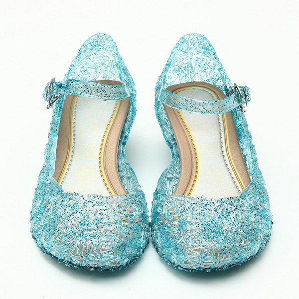 Frozenly elsa princesse crystal trou sandales filles cosplay fille chaussures bleu& 