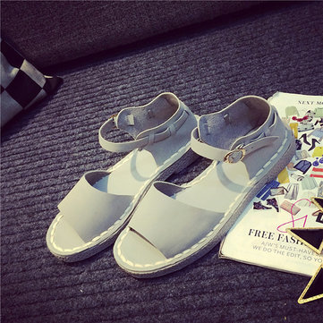 Les femmes chics été boucle sandales sangle respirante sandales plates