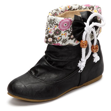 Taille us 5-12 floral bowknot dérapant sur de courtes bottines
