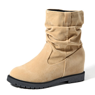 Daim mi-mollet pur talon de couleur de plus en plus des bottes occasionnels