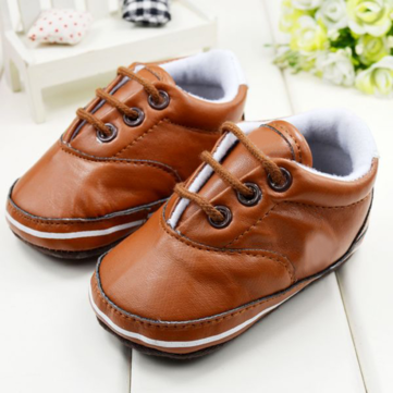 Tout-petit bébé pu baskets en cuir semelle souple chaussures unisexes