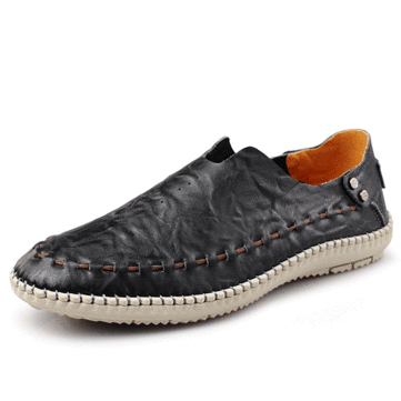 Les hommes en cuir décontractée en plein air d'entrainement dérapant à plat sur bout rond doux chaussures de mocassins confortables