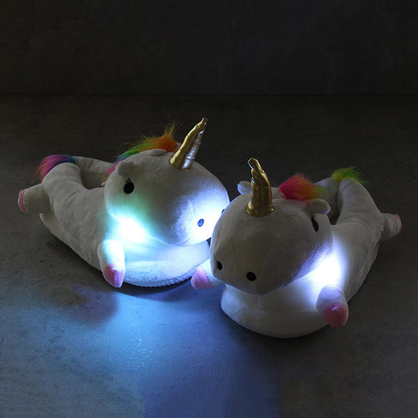 LED Cartoon Plush White Glowing Light Plush Slippers