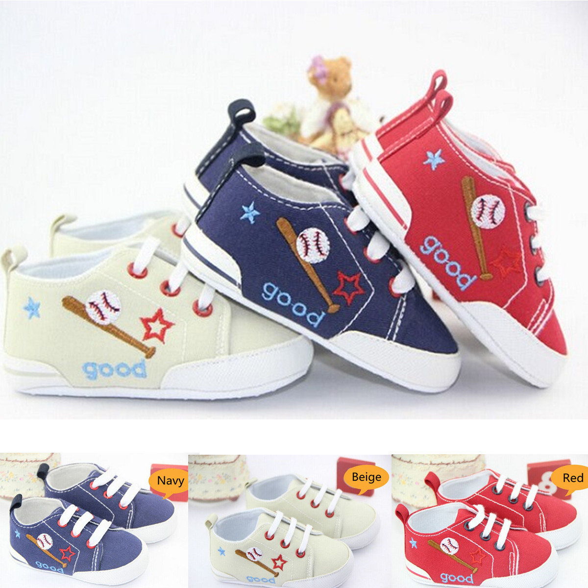 Bébé lacets baskets semelle souple chaussures crèche infantile prewalker garcon fille bébé& 