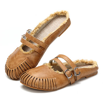 Sandales& plates& à& l'extérieur& ronde& à pied ronde décontractée