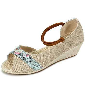 Les femmes été occasionnels Piscine extérieure bouche chaussures sandales compensées chaussures de coton confortables