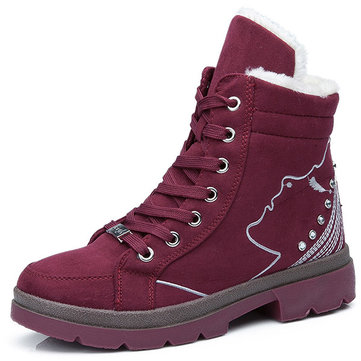 Les femmes hiver casual gardent bottes de neige chauds lacent cottonboots