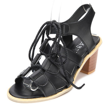 Les femmes d'été de facon confortable lacets décontractée en plein air à talons talons sandales