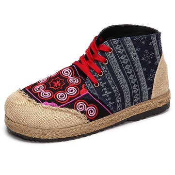 Chaussures en coton pour femmes à lacets haut top décontracté bottes courtes en plein air