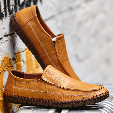 Glissade en cuir doux de couleur pure sur oxfords plat occasionnels