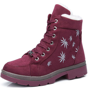 Femmes bottes de neige chaudes bottines occasionnels coton plat bottes tirette de neige