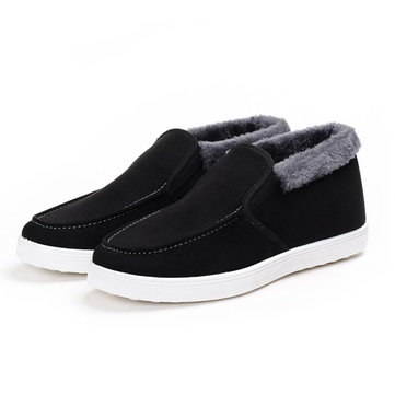 Doublure en fourrure hommes d'hiver de coton chaussures garder chaude peluche appartements occasionnels