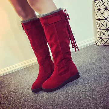 Dames d'hiver au chaud sur le genou bottes glands bout rond bottes de neige bottes de neige chaudes