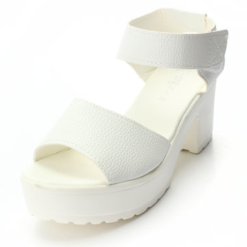 La mode des femmes été chunky sandales haut talon cheville douce chaussures plate-forme haute