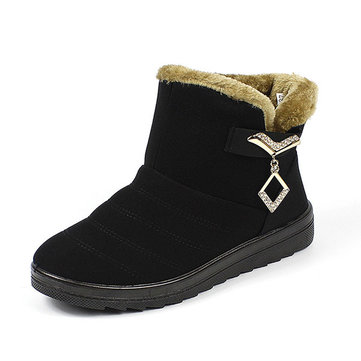 Nous taille 5-10 hiver femmes bottes de neige coton fourrure doublure en peluche chaussures plates à l'extérieur