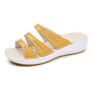 Femmes&nbsp;décontractées&nbsp;Summer&nbsp;Beach&nbsp;Outdoor&nbsp;Leather Flat Sandals