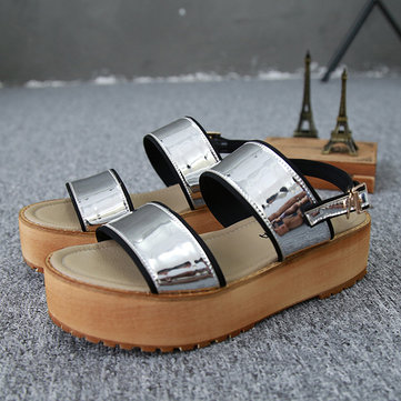 Taille us 5-12 femmes éclatant été de style korean paillette boucle plateforme peep toe Roman des sandales