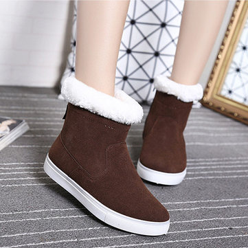 Dames d'hiver garder chaussures chaudes tirette bottes de neige à talons bas bottes de coton de neige