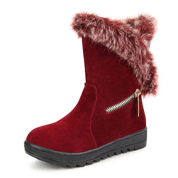 Bottes de neige les femmes d'hiver garder au chaud coton en peluche confortables PU appartements en plein air bottes