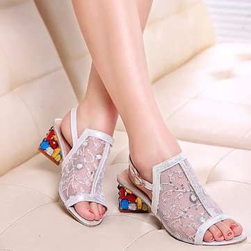 Les femmes d'été chaussures chics glisser sur la plate-forme sandales cristal plage talon sandales