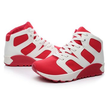 Womens top chaussures de sport PU baskets hautes fonctionnement de coin