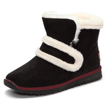 Chaude fourrure faux fourrure crochet & boucle bout rond bottes de neige cheville