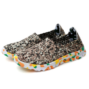 Taille nous 5-11 femmes chaussures de tricot fait main occasionnels chaussures confortables de pavillons de camouflage respirante