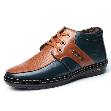 Les hommes de coton d'hiver en peluche mode décontractée et confortable garder artisanat chaud chaussures en cuir à lacets