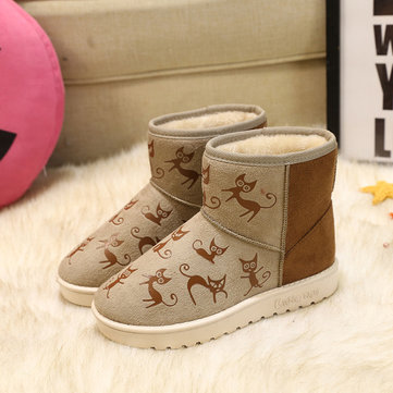 Hiver femmes coton bottes de neige peluche confortables appartements occasionnels
