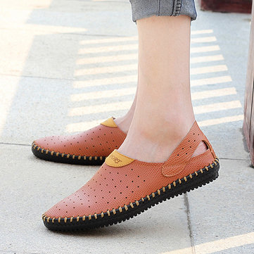 Hommes Hollow Out Casual Oxfords en cuir Slip On