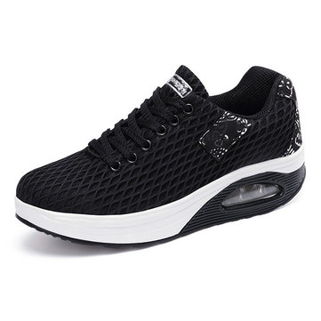 Women& Breathable& Platform& Rocker& Sole& Mesh Chaussures à lacets