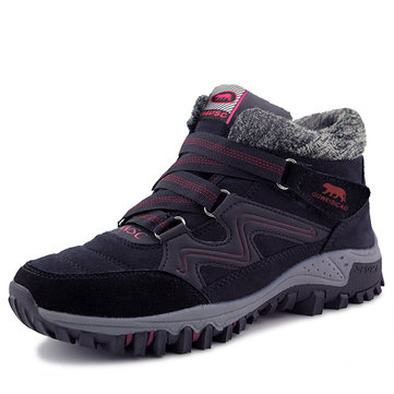 Haut haut doublure en coton laine chaude boucle bottes plates