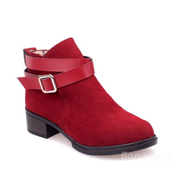 rétro boucle de ceinture en daim cheville Bottines femme