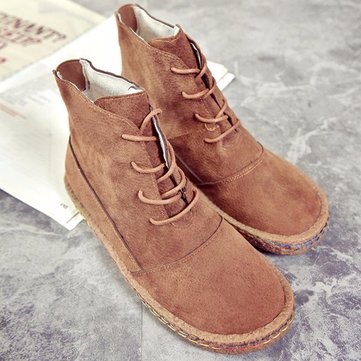 Nous taille 5-11 femmes bottes courtes lacets bout rond occasionnels appartements en plein air