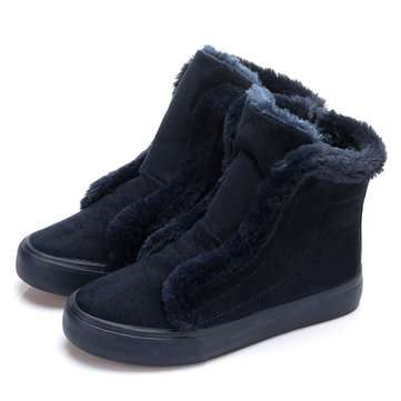 Suède fausse fourrure doublure bottines à glissière latérale courte de neige pour les femmes